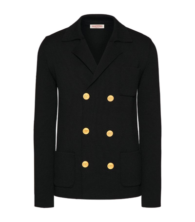 Shop Valentino Double-breasted Cardigan In Black