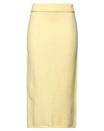 Shop Rus Woman Midi Skirt Yellow Size L Merino Wool, Polyamide, Elastane