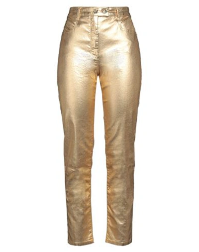 Shop Patrizia Pepe Woman Jeans Gold Size 30 Cotton, Elastane