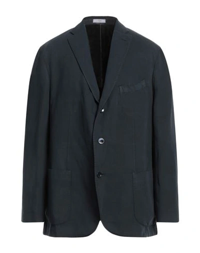 Shop Boglioli Man Suit Jacket Navy Blue Size 48 Cotton, Linen