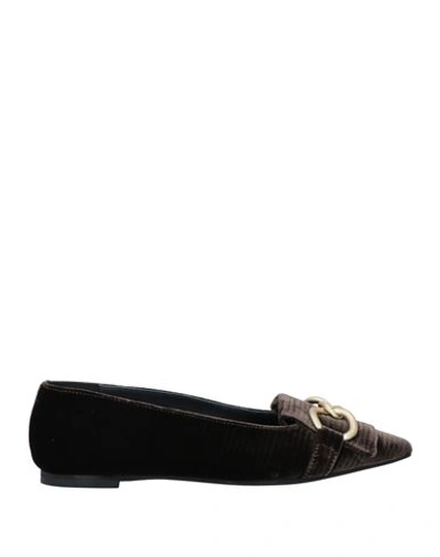 Shop Giulia Neri Woman Loafers Dark Brown Size 7 Textile Fibers