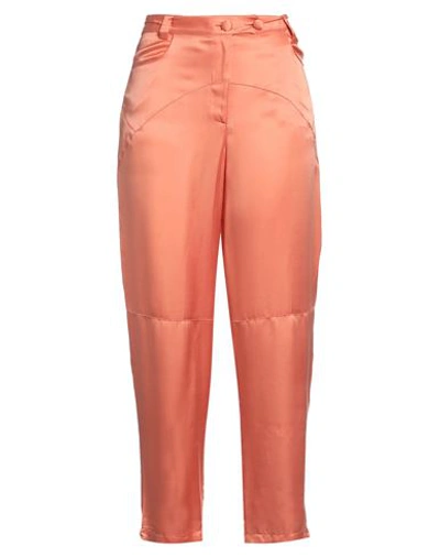 Brand Unique Woman Pants Salmon Pink Size 2 Viscose, Silk In Pink