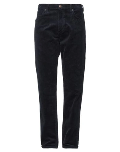 Shop Wrangler Man Pants Navy Blue Size 35w-32l Cotton, Elastane