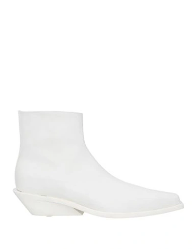 Shop Ann Demeulemeester Man Ankle Boots White Size 7.5 Leather