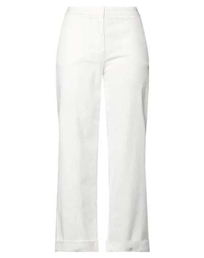 Shop Via Masini 80 Woman Pants Ivory Size 4 Cotton, Modal, Elastane In White