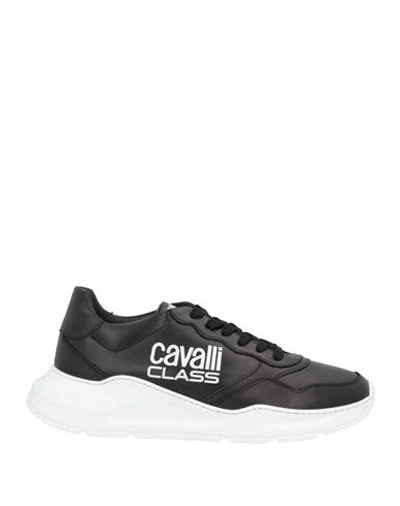 Cavalli Class Man Sneakers Black Size 9 Calfskin In Black