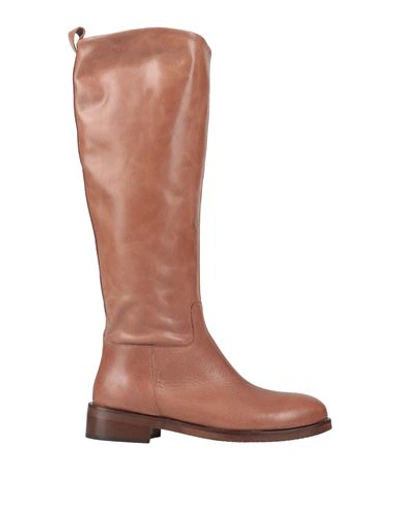 Shop Paola Ferri Woman Boot Light Brown Size 8 Soft Leather In Beige