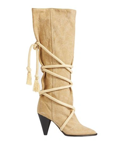 Shop Isabel Marant Woman Boot Beige Size 8 Textile Fibers