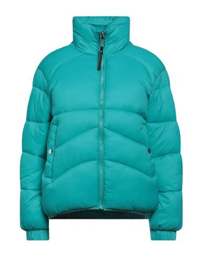 Shop Silvian Heach Woman Down Jacket Turquoise Size 6 Nylon In Blue