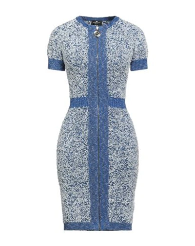 Shop Elisabetta Franchi Woman Mini Dress Blue Size 6 Cotton, Polyamide, Viscose, Polyester, Acetate