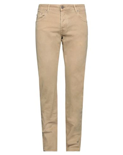 Shop Hand Picked Man Pants Camel Size 34 Cotton In Beige