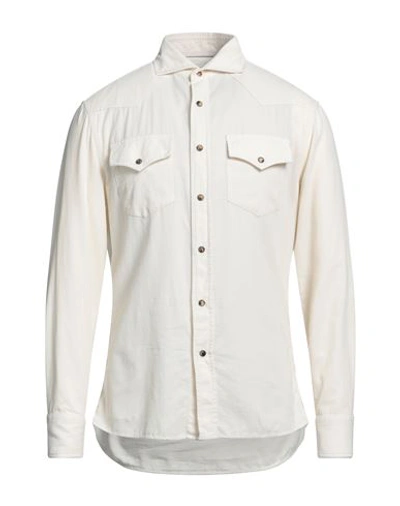 Shop Brunello Cucinelli Man Shirt Ivory Size S Cotton In White