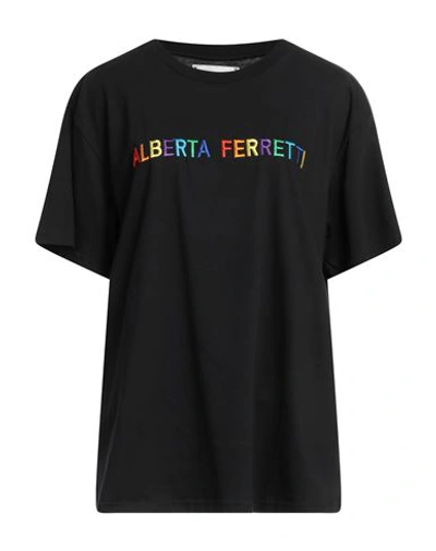 Shop Alberta Ferretti Woman T-shirt Black Size Xxl Cotton