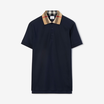 Shop Burberry Cotton Polo Shirt In Smoked Navy