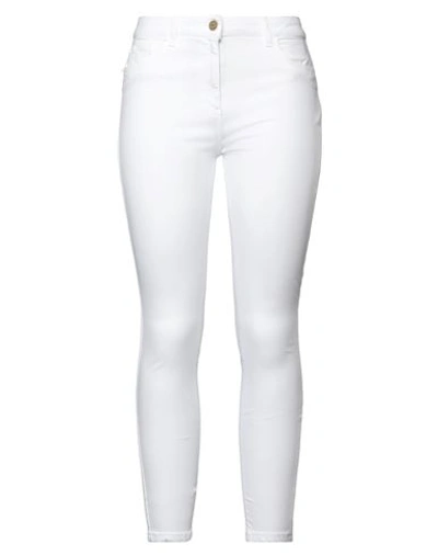 Shop Elisabetta Franchi Jeans Woman Jeans White Size 30 Cotton, Elastomultiester, Elastane