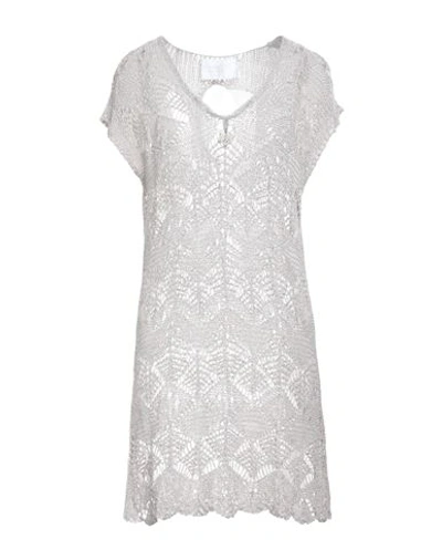Shop Elisa Cavaletti By Daniela Dallavalle Woman Mini Dress Grey Size 12 Acrylic, Polyamide