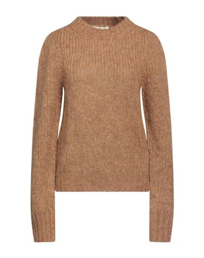 Shop Suoli Woman Sweater Camel Size 8 Acrylic, Alpaca Wool, Wool, Polyamide In Beige