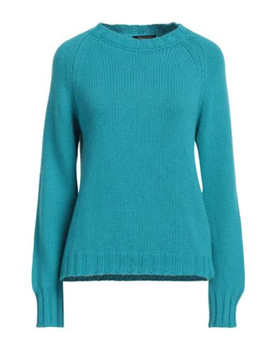 Shop Aragona Woman Sweater Turquoise Size 8 Cashmere In Blue