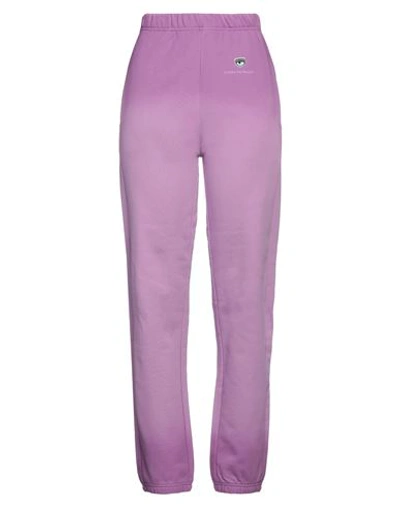 Shop Chiara Ferragni Woman Pants Mauve Size M Cotton In Purple