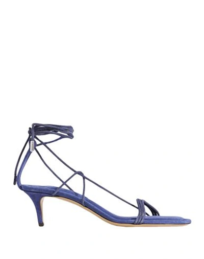 Isabel Marant Woman Sandals Blue Size 5 Calfskin, Cow Leather In Blue
