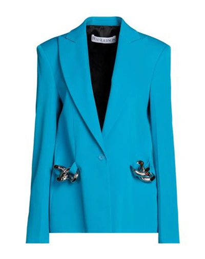 Shop Jw Anderson Woman Blazer Azure Size 4 Wool In Blue