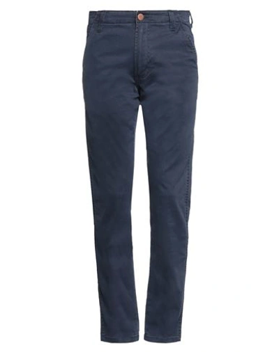Shop Wrangler Man Pants Navy Blue Size 30w-32l Cotton, Elastane