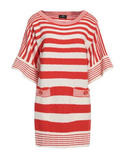 Elisabetta Franchi Woman Mini Dress Tomato Red Size 8 Cotton, Viscose In Tomato Red