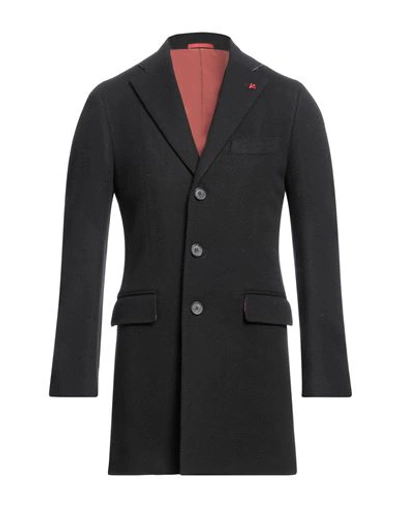 Shop Isaia Man Coat Black Size 36 Wool, Cupro