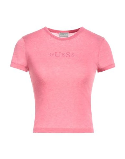 Guess Woman T-shirt Magenta Size L Cotton, Polyester In Magenta
