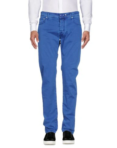 Shop Jacob Cohёn Man Pants Blue Size 32 Cotton, Elastane