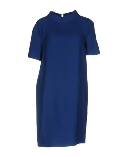 Shop Twinset Woman Mini Dress Blue Size Xxs Polyester, Wool, Elastane