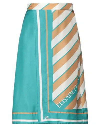 Shop Elisabetta Franchi Woman Midi Skirt Turquoise Size 4 Silk In Blue