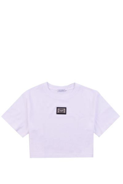 Shop Dolce & Gabbana Kids Logo Tag Jersey T In White