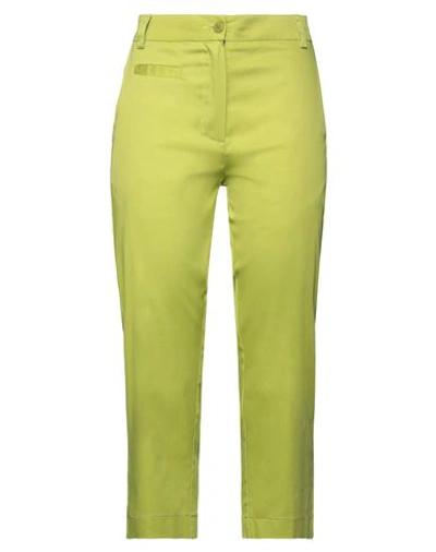 Shop Laboratorio Woman Cropped Pants Acid Green Size 4 Cotton, Elastane