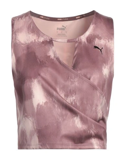 Shop Puma Woman Tank Top Pastel Pink Size S Polyester, Elastane
