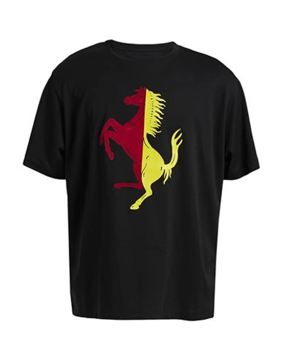 Ferrari Man T-shirt Black Size L Cotton In Black