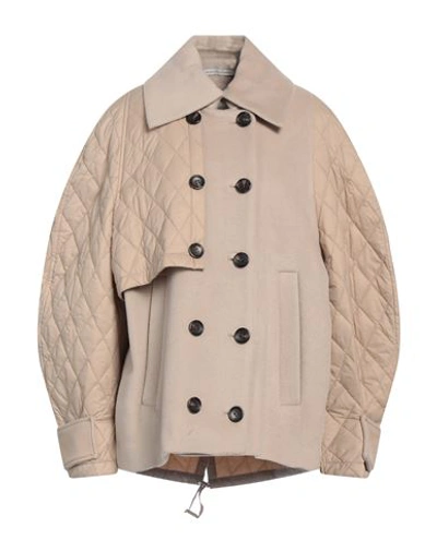 Shop Emma & Gaia Woman Coat Beige Size 8 Wool, Lyocell, Cashmere, Polyamide