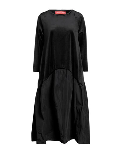 Virginia Bizzi Woman Midi Dress Black Size 8 Polyester, Elastic Fibres In Black