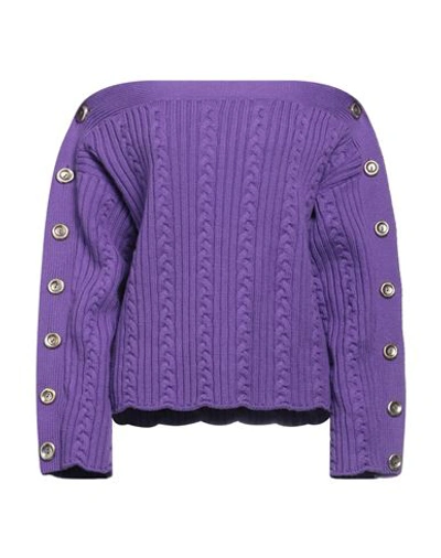 Federico Cina Woman Sweater Purple Size L Merino Wool In Purple