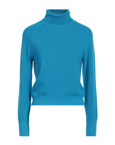 Shop Suoli Woman Turtleneck Azure Size 10 Cashmere, Wool In Blue