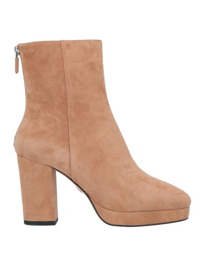 Shop Lola Cruz Woman Ankle Boots Camel Size 8 Soft Leather In Beige