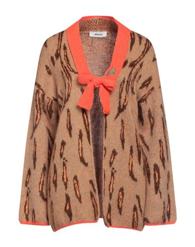 Shop Dimora Woman Cardigan Camel Size 8 Acrylic, Mohair Wool, Polyamide In Beige