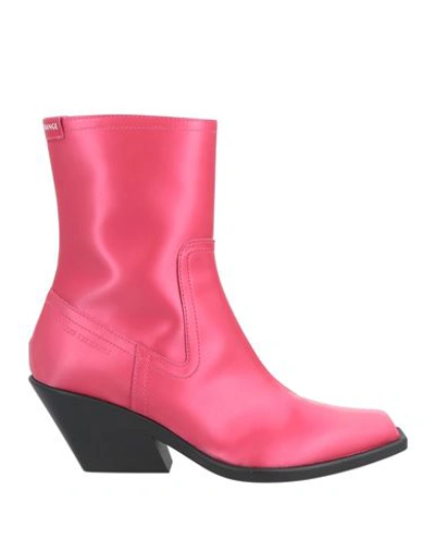 Shop Armani Exchange Woman Ankle Boots Magenta Size 7 Soft Leather