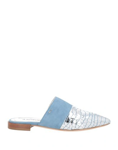 Shop A.testoni A. Testoni Woman Mules & Clogs Pastel Blue Size 7 Soft Leather