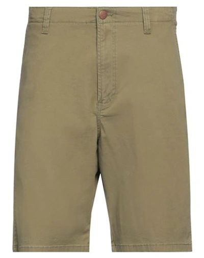 Shop Wrangler Man Shorts & Bermuda Shorts Military Green Size 38 Cotton, Elastane