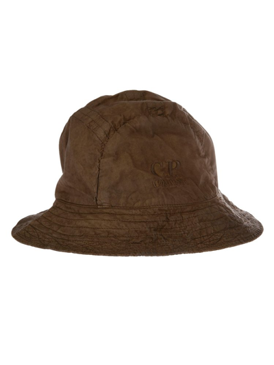 Shop C.p. Company Logo Embroidered Bucket Hat In Beige