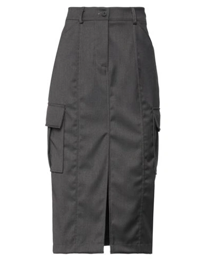 Shop Kaos Woman Midi Skirt Grey Size 4 Polyester, Viscose, Elastane