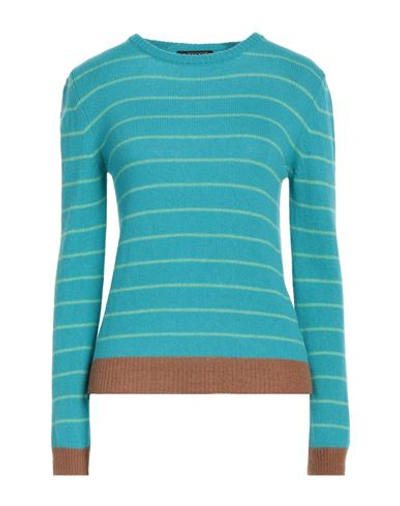 Shop Aragona Woman Sweater Turquoise Size 10 Cashmere In Blue