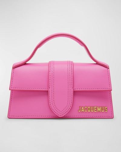 Shop Jacquemus Le Bambino Leather Shoulder Bag In Neon Pink