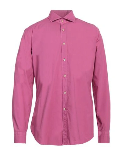 Shop Guglielminotti Man Shirt Mauve Size 16 Cotton In Purple